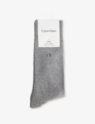 Calvin Klein Logo Stretch-Cotton Crew Socks Pack of Three