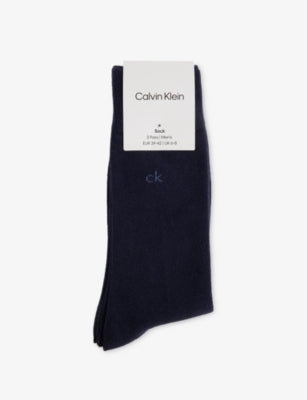 Calvin Klein Logo Stretch-Cotton Crew Socks Pack of Three
