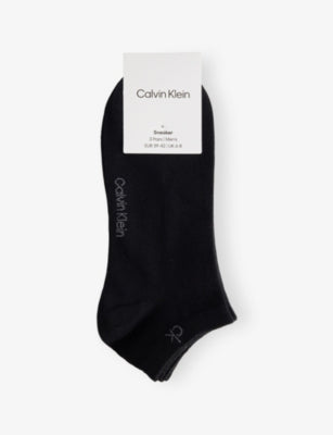 Logo Stretch-Cotton Trainer Socks Pack of Three - BLACK - 5.5-8
