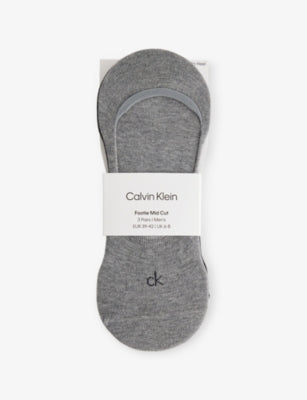 Calvin Klein Logo No-Show Stretch-Cotton Socks Pack of 3