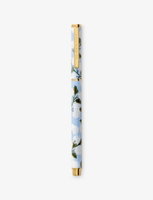 Rifle Paper hydrangea print stainless steel rollerball pen (British brand)