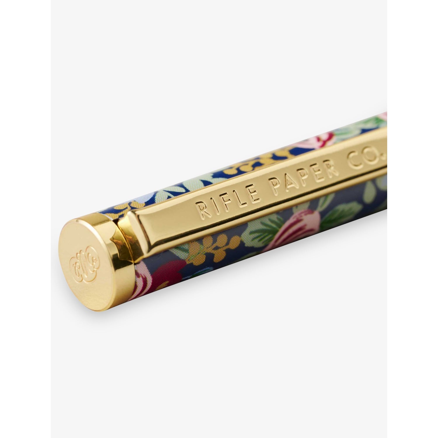Rifle Paper stainless steel rollerball pen with rose print, UK version