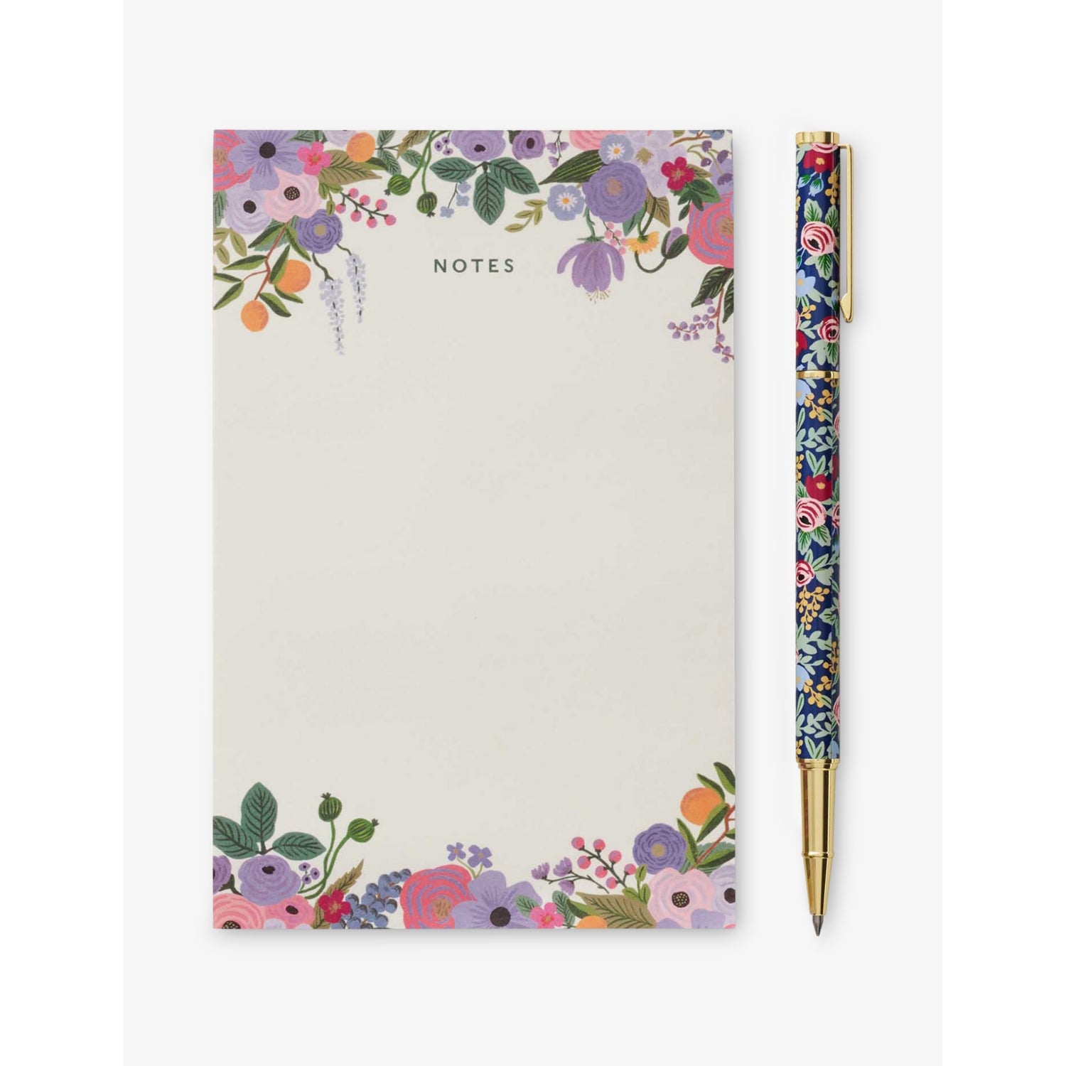Rifle Paper stainless steel rollerball pen with rose print, UK version