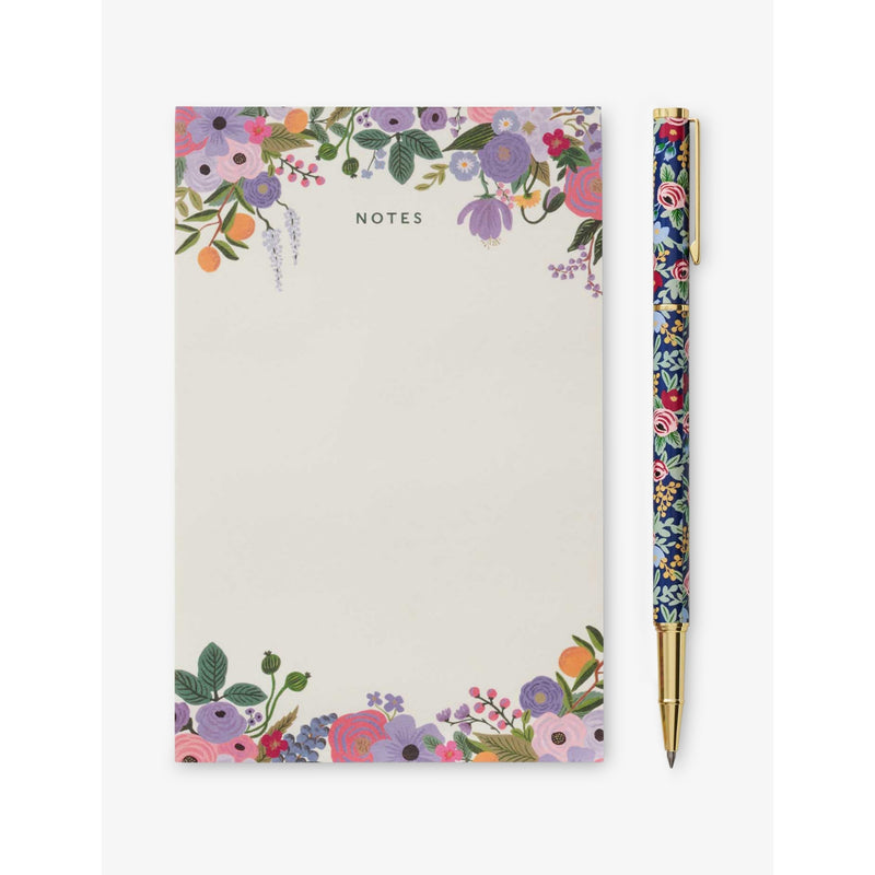 Rifle Paper stainless steel rollerball pen with rose print, UK version