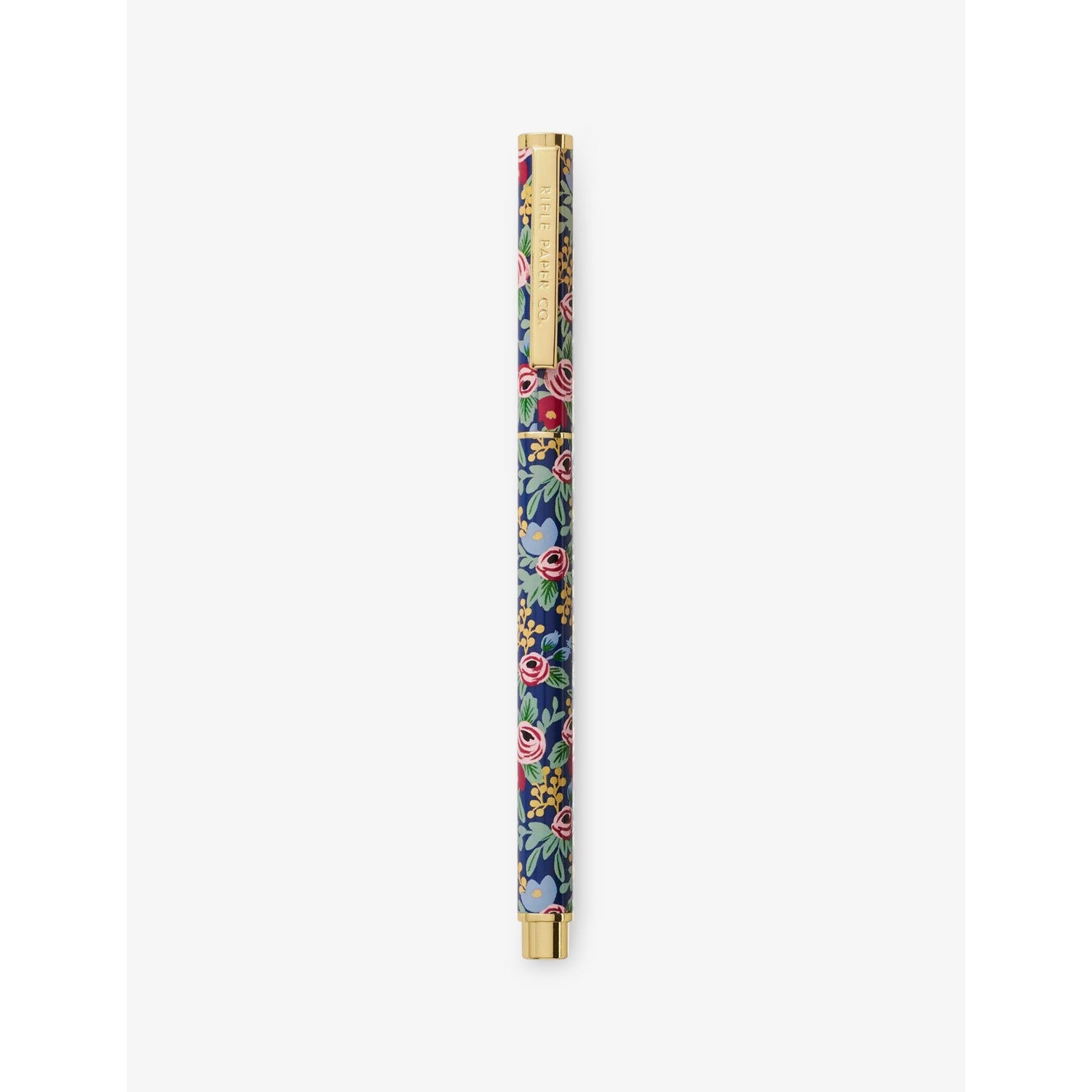 Rifle Paper stainless steel rollerball pen with rose print, UK version