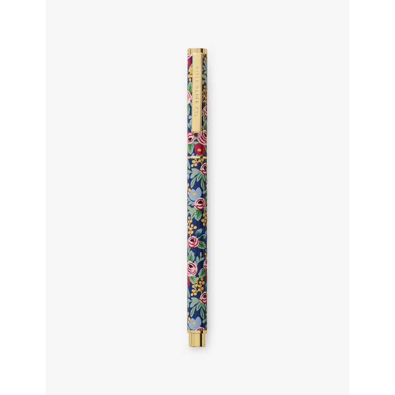 Rifle Paper stainless steel rollerball pen with rose print, UK version