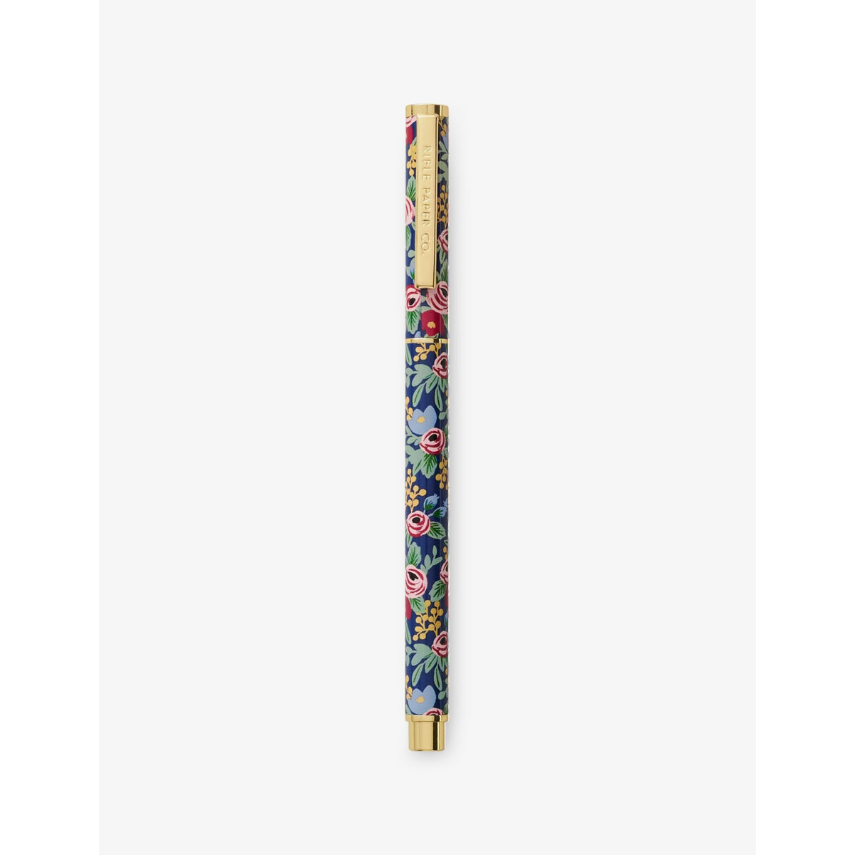 Rifle Paper stainless steel rollerball pen with rose print, UK version