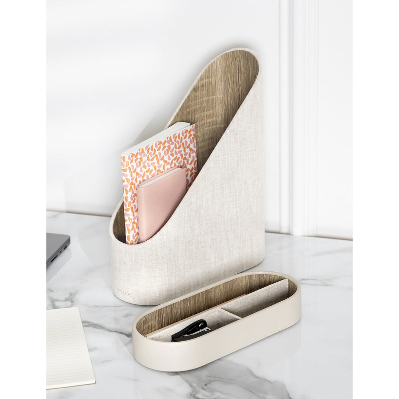Stackers linen magazine file with gold-tone hardware, UK version