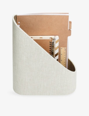 Stackers linen magazine file with gold-tone hardware, UK version