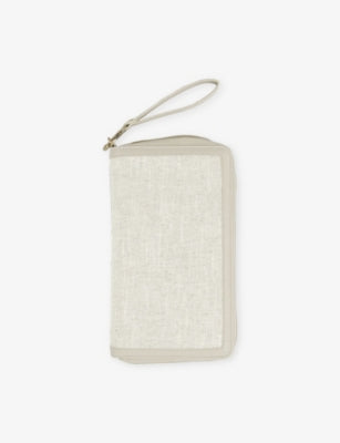 Stackers linen and faux-leather passport holder, UK version