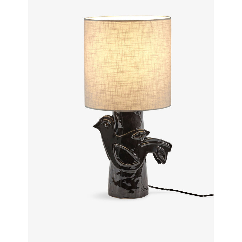 Serax Paloma stoneware table lamp with linen shade 52cm (British brand)