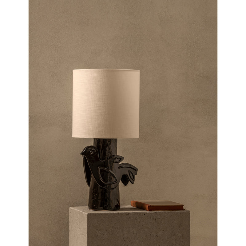 Serax Paloma stoneware table lamp with linen shade 52cm (British brand)