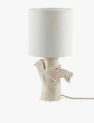 Serax Paloma stoneware table lamp with linen shade 52cm (British brand)