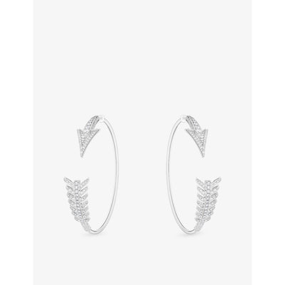 selfridges Boucheron Fleche 18ct White Gold and 1.83ct Diamond Hoop Earrings- Buy online at McGrocer