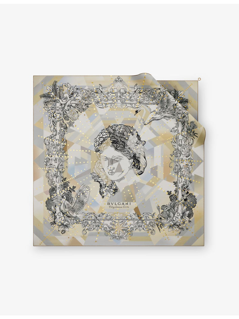 Bvlgari Polychroma printed square silk-twill scarf 90cm (British brand)