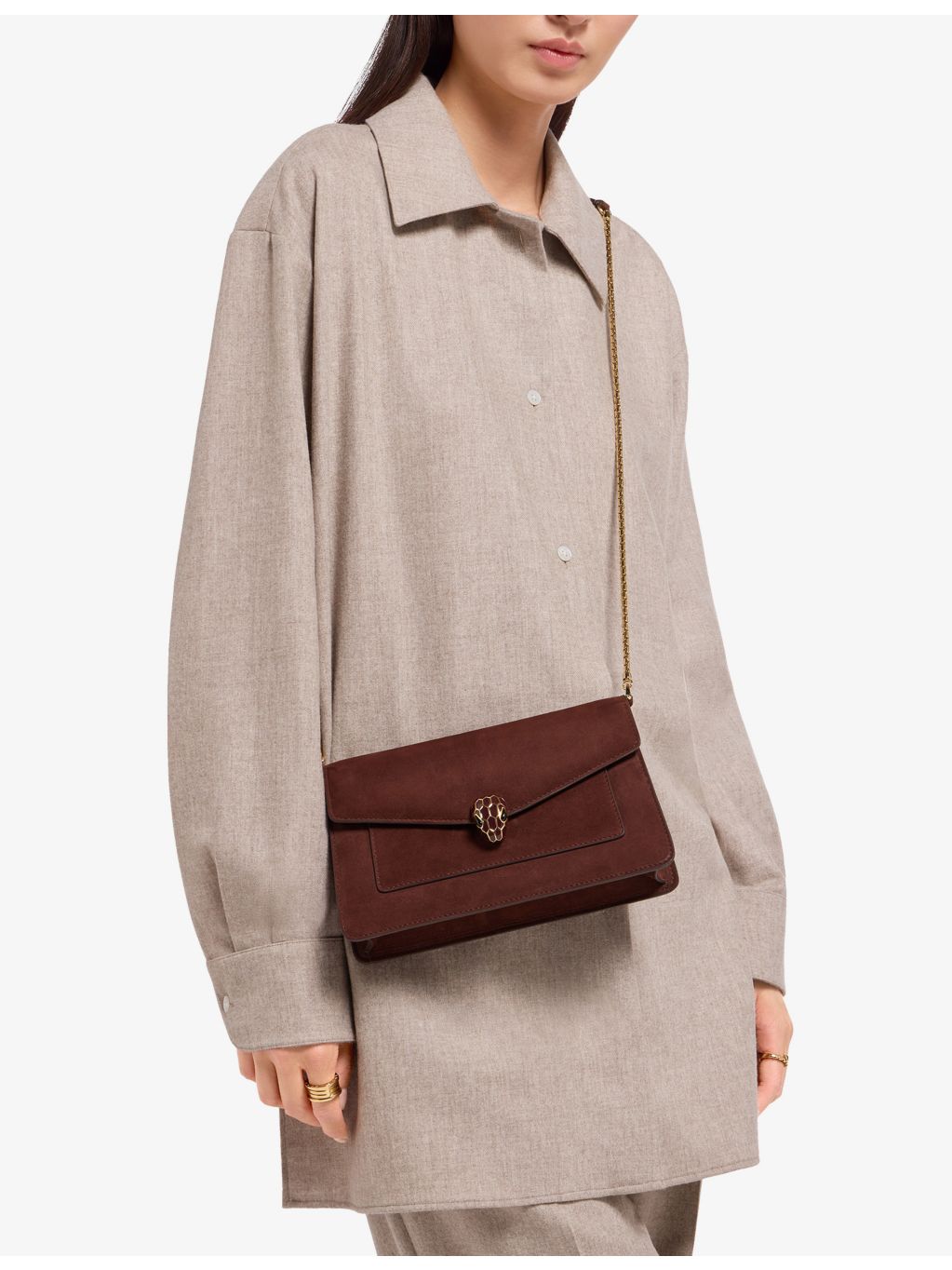 Bvlgari Serpenti small suede shoulder bag - British product