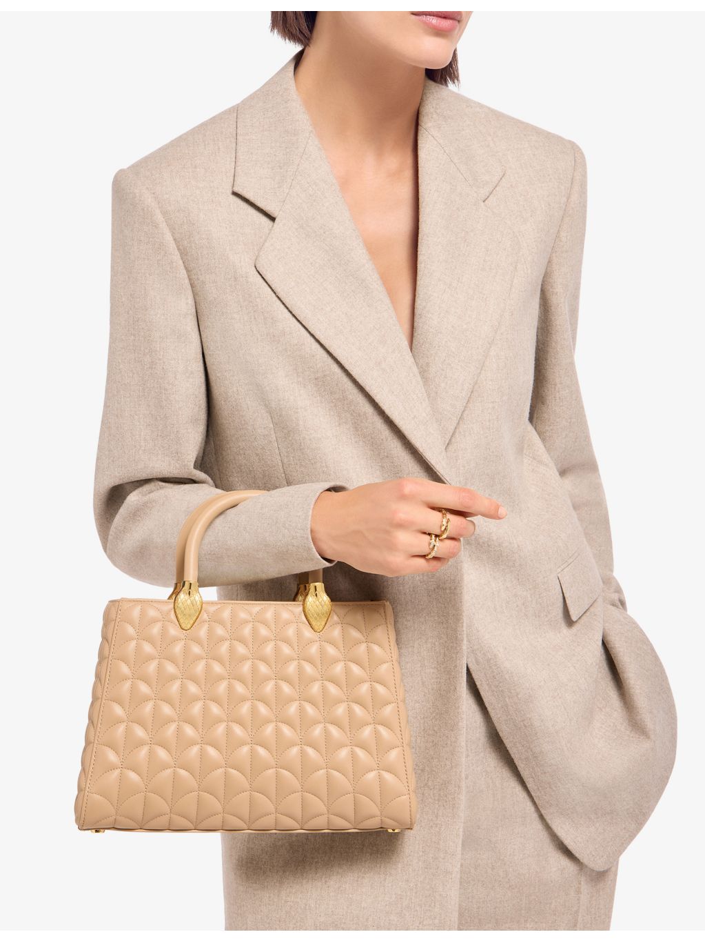 Bulgari Serpentine Day Duo leather top handle bag 28cm (British brand)