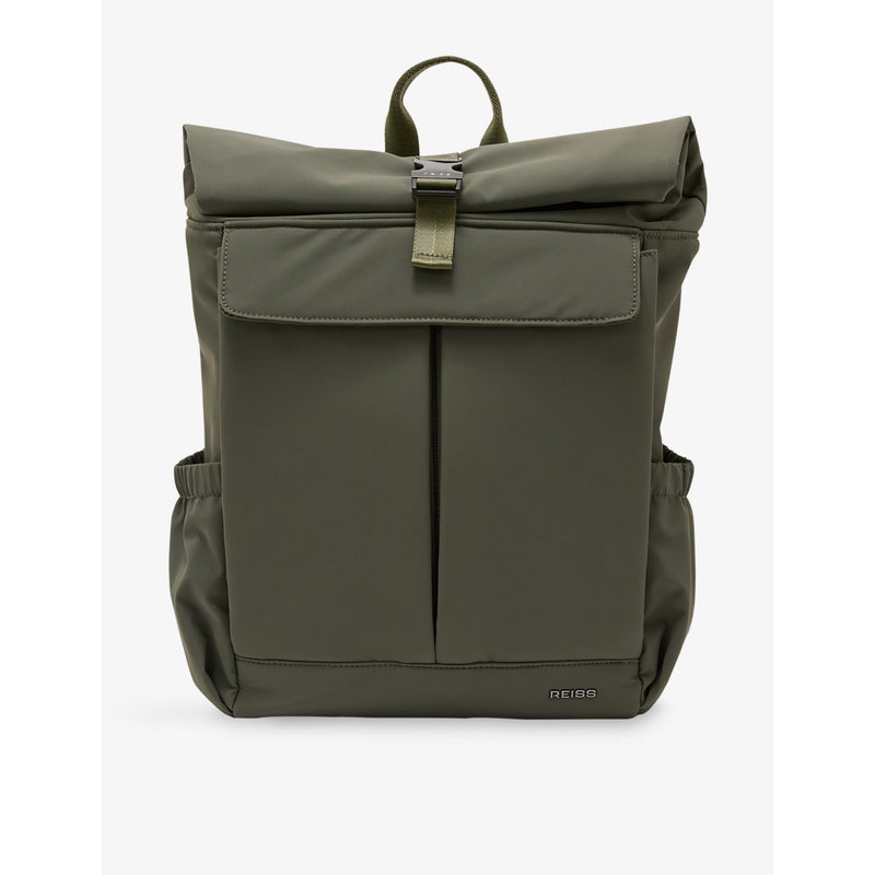 Reiss Roll-Top Branded Woven Backpack