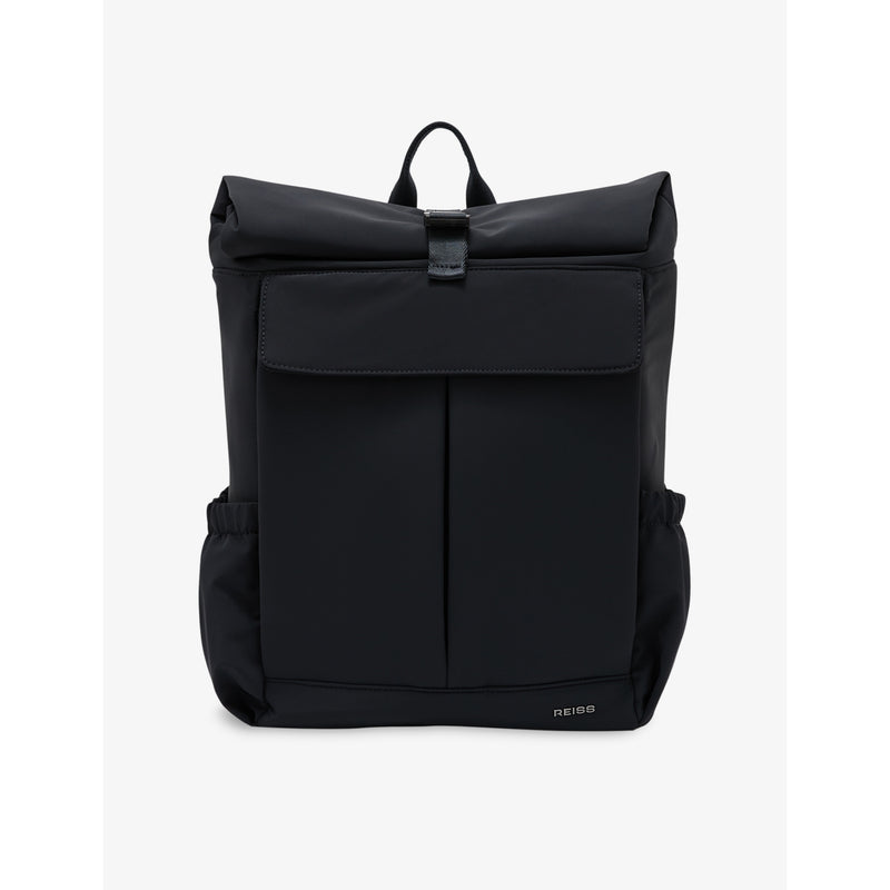 Roll-Top Branded Woven Backpack - KHAKI GREEN