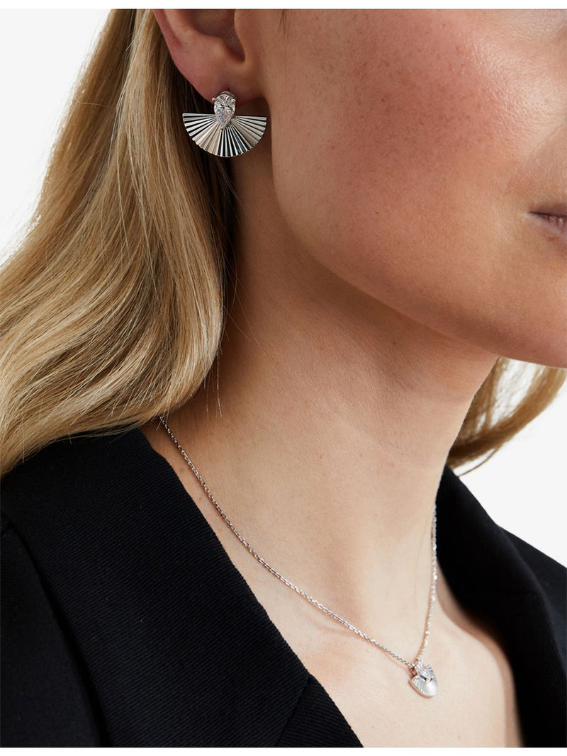 CARAT London Celene large sterling silver cubic zirconia stud earrings (British brand)