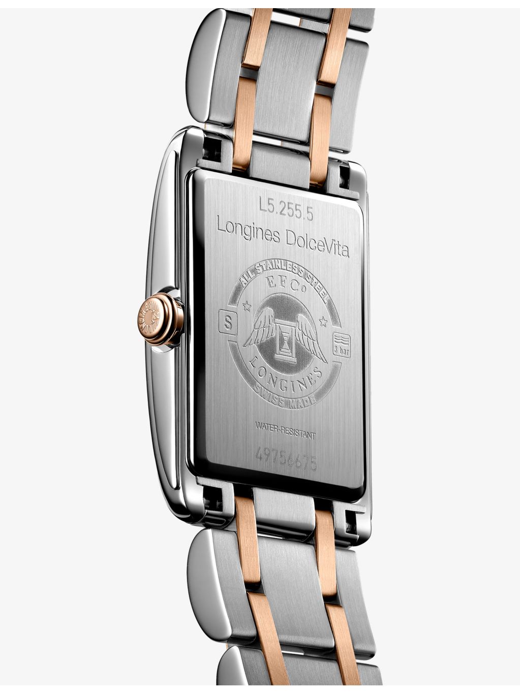 Longines DolceVita red PVD rectangular quartz watch (British brand)