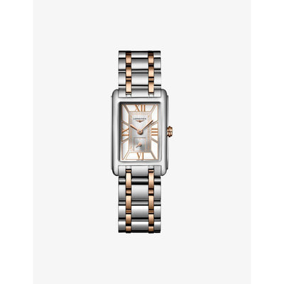 selfridges Longines DolceVita Rectangular Stainless-Steel and Red PVD Quartz Watch- Buy online at McGrocer