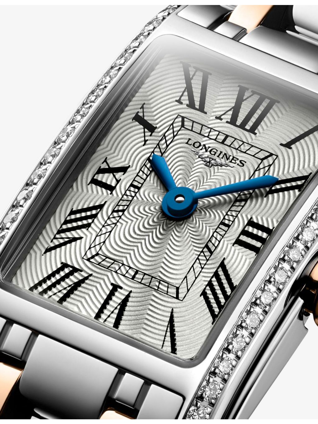 Longines DolceVita rectangular watch 0.280ct diamonds red PVD, imported from the UK