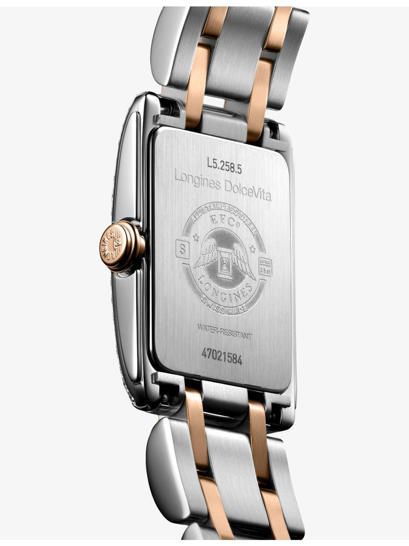 Longines DolceVita rectangular watch 0.280ct diamonds red PVD, imported from the UK