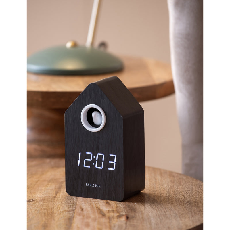 Karlsson cuckoo LED alarm clock with wood veneer - British product