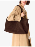 Whistles Leandra suede tote bag with leather finish, imported from the UK