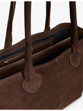 Whistles Leandra suede tote bag with leather finish, imported from the UK
