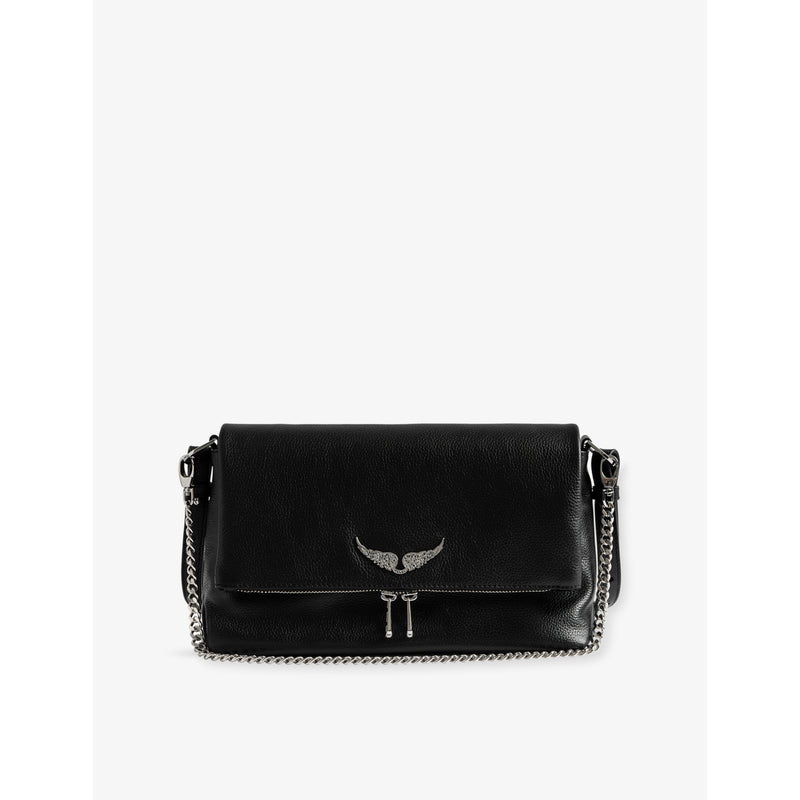 Zadig&Voltaire Rocky II Wing-Embellished Leather Cross-Body Bag
