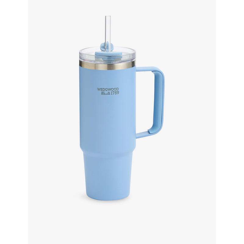 Wedgwood Jasper stainless-steel tumbler 888ml with straw - British product