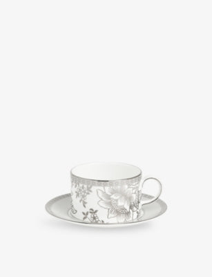 Wedgwood bone china teacup and saucer set Silver Tonquin 175ml - British product