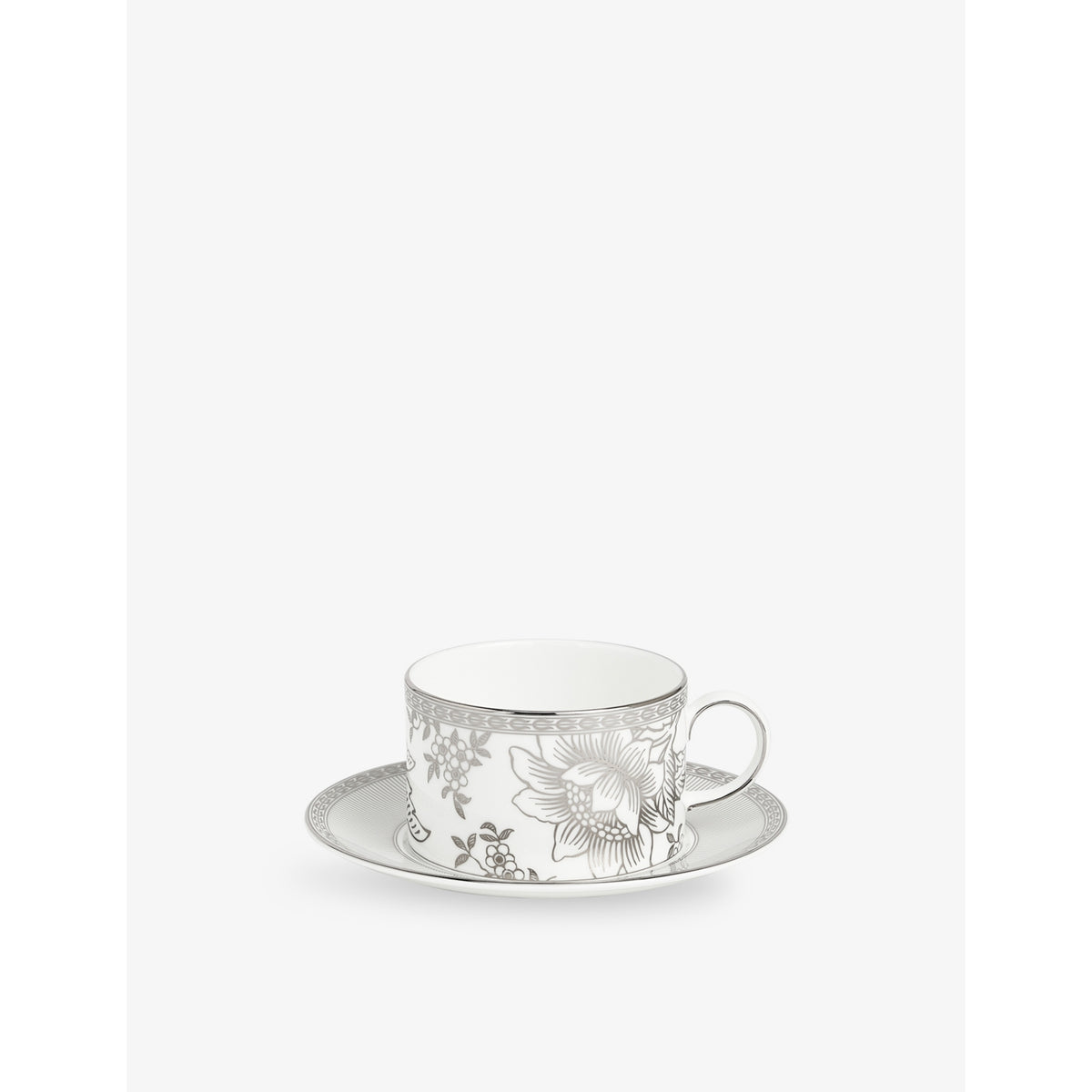Wedgwood bone china teacup and saucer set Silver Tonquin 175ml - British product