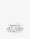 Wedgwood bone china teacup and saucer set Silver Tonquin 175ml - British product