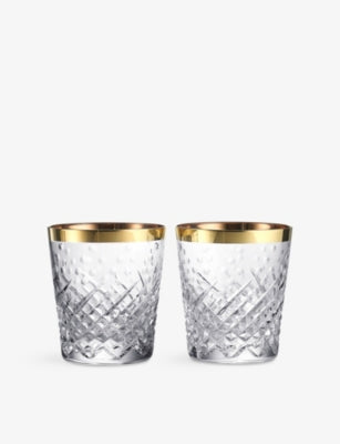 Waterford crystal tumblers Gilded Gold set of two - British product