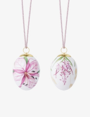 Royal Copenhagen fireweed porcelain egg set, imported from the UK
