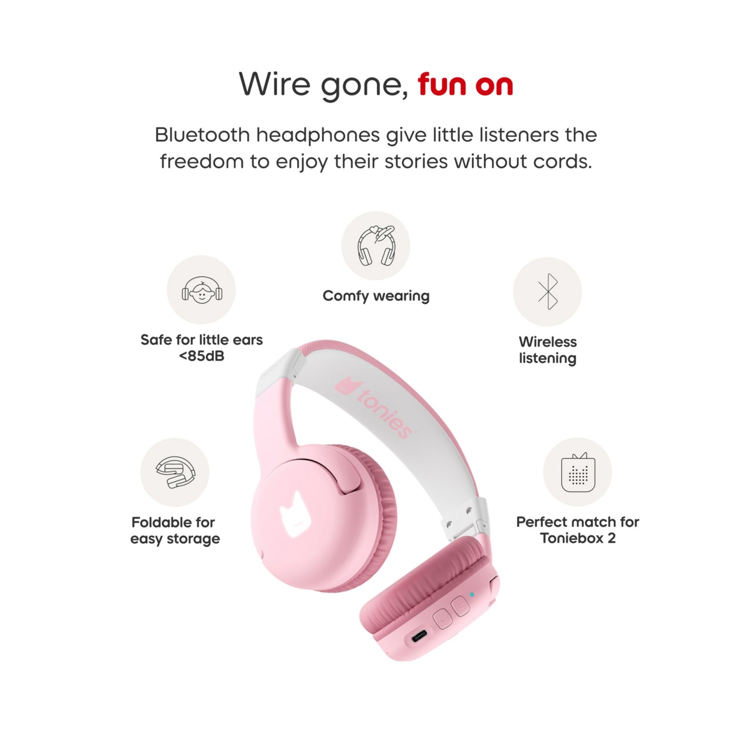 Toniebox 2 Bluetooth headphones for kids, UK version