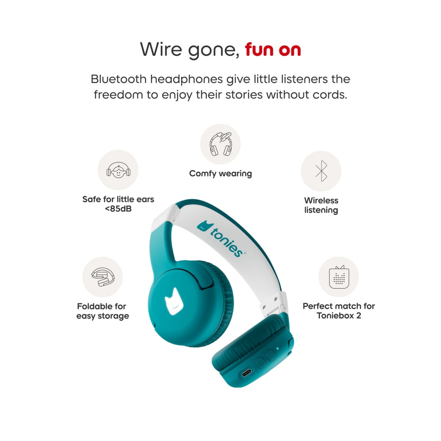 Toniebox 2 Bluetooth headphones for kids, UK version