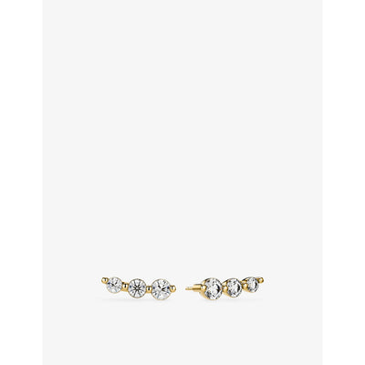 selfridges Sif Jakobs Tiara Piccolo 14ct Yellow-Gold and 0.48ct Lab Grown Diamond Stud Earrings- Buy online at McGrocer