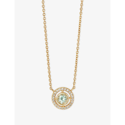 selfridges Astley Clarke Birthstone 14ct Yellow Gold Aquamarine and 0.08ct Lab-Grown Diamond Pendant Necklace- Buy online at McGrocer
