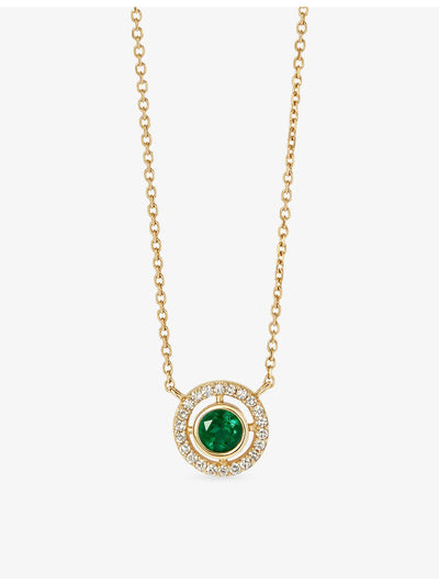 selfridges Astley Clarke May Birthstone 14ct Yellow Gold, Emerald, 0.08ct Lab-Grown Diamond Pendant Necklace- Buy online at McGrocer