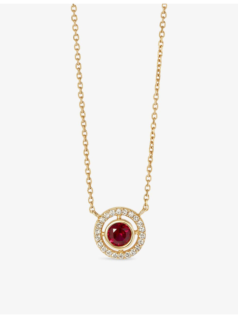 Astley Clarke ruby diamond pendant necklace, 14ct yellow gold (British brand)
