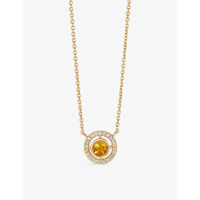 selfridges Astley Clarke November Birthstone 14ct Yellow Gold Citrine and 0.08ct Lab-Grown Diamond Pendant Necklace- Buy online at McGrocer
