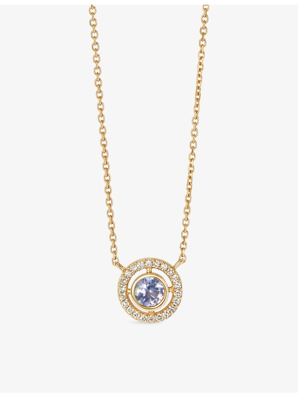 Astley Clarke 14ct yellow gold tanzanite lab-grown diamond pendant necklace (British brand)