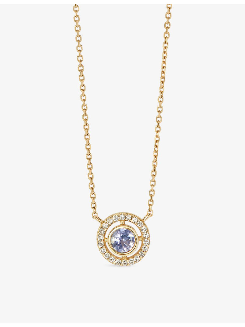 Astley Clarke 14ct yellow gold tanzanite lab-grown diamond pendant necklace (British brand)