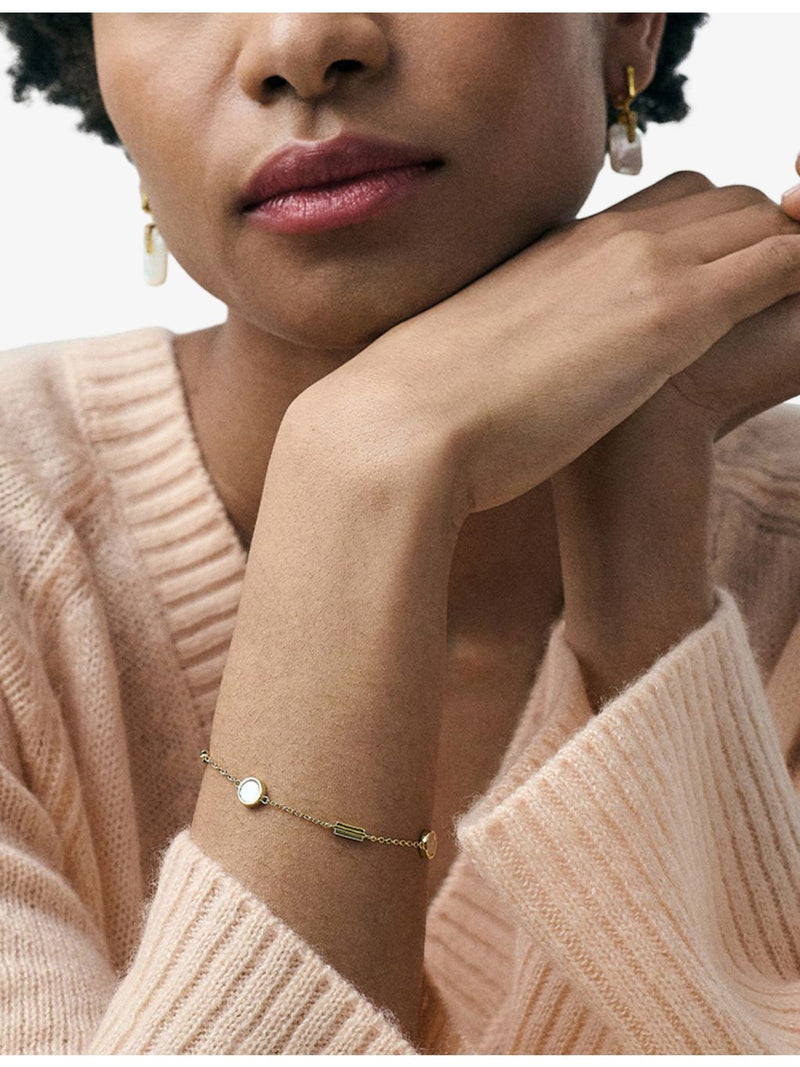 Astley Clarke mother-of-pearl station bracelet in 18ct gold vermeil - British product