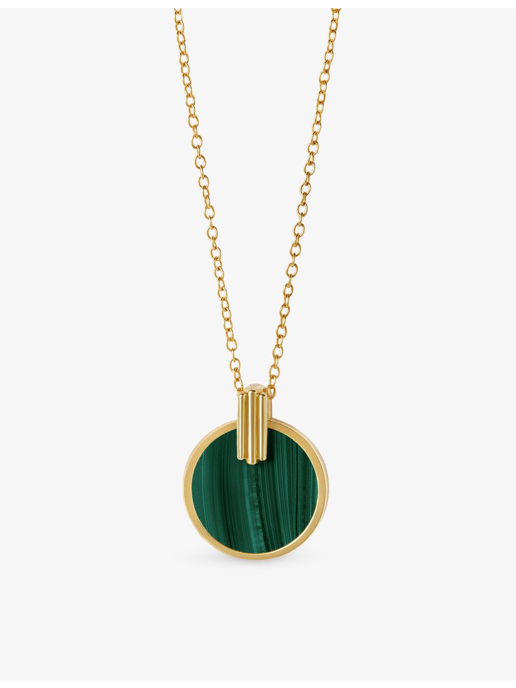 Stilla 18ct yellow gold malachite pendant necklace, imported from the UK