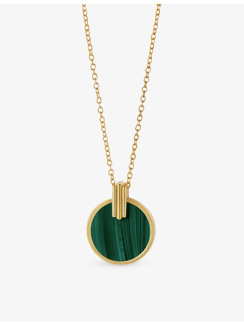 Stilla 18ct yellow gold malachite pendant necklace, imported from the UK